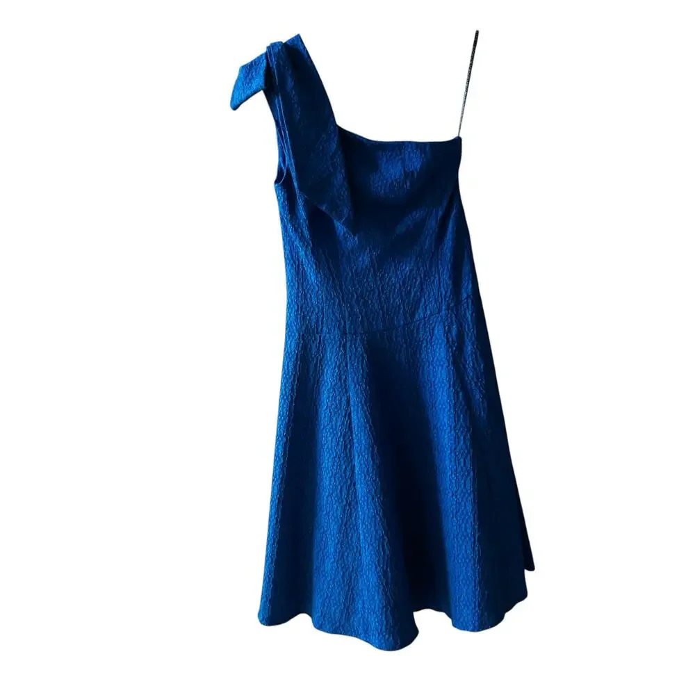 Nanette Lepore Blue Bow Detail One Shoulder A Line Dress Size 6 NWT